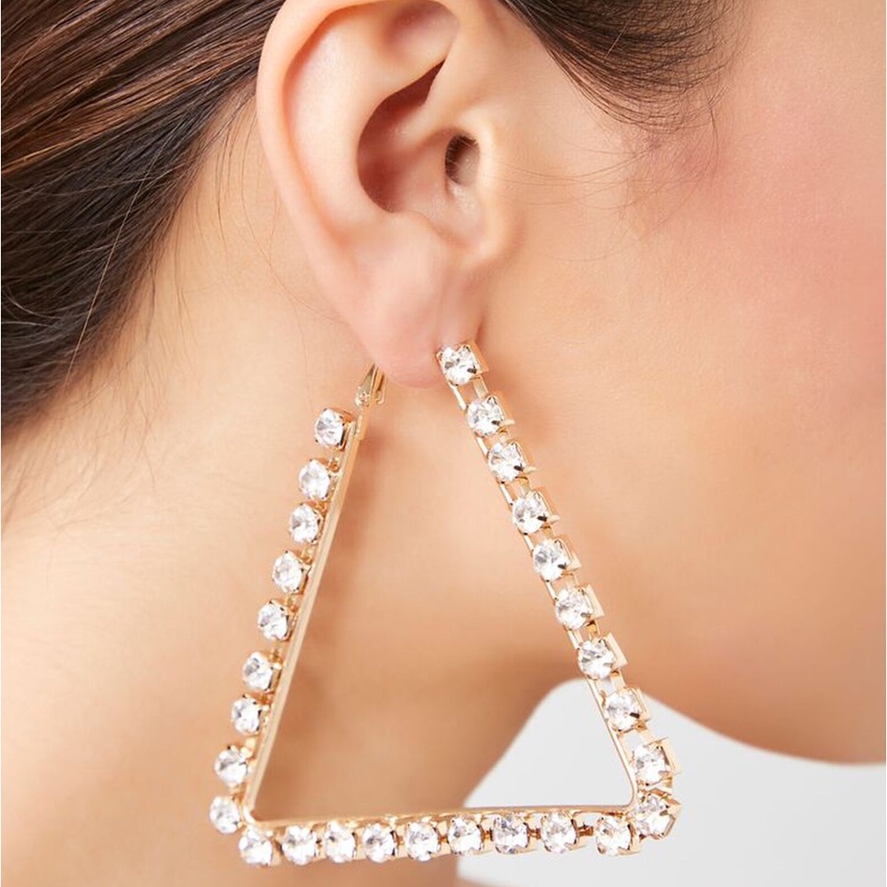 NWT Faux Gem Triangle Hoop Earrings
